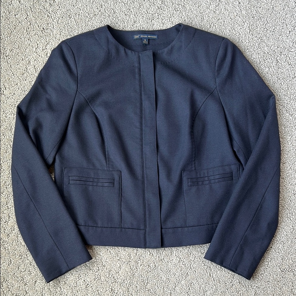 Brooks Brothers 346 Tailored Blazer Classic Navy Blue Wool Jacket Minimalist 12